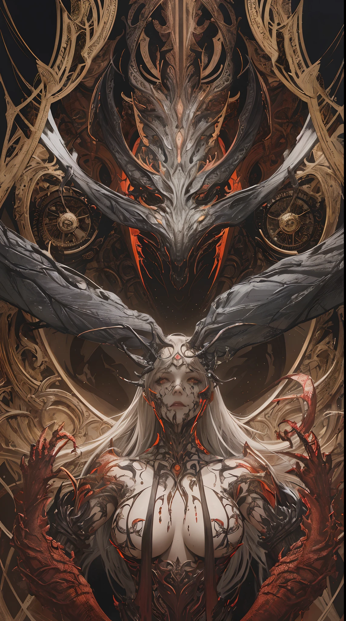 (body horror:1.4), (biomachine:1.3), (bloody:1.2), living being, , (colorful:1.2), Hans Giger,  many hands, (zentangle:1.2),
oil on matte canvas, sharp details intricate, highly detailed, digital painting, rich color, smooth, sharp focus, illustration, Unreal Engine 5, 8K, art by artgerm and greg rutkowski and alphonse mucha
(masterpiece,detailed,highres:1.2),