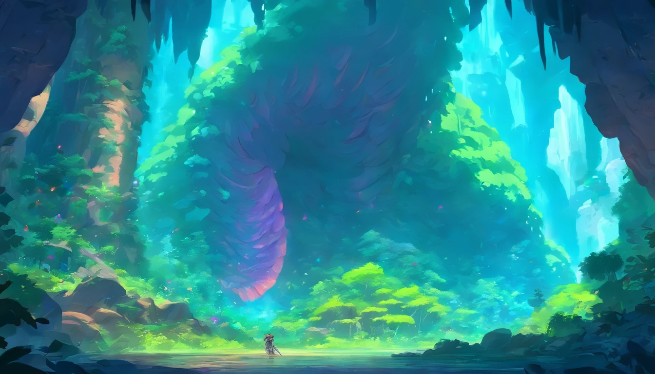 Anime - style image of a giant worm in a cave, Detailed digital 2D fantasy art, creature concept art, mtg art style, insect like, professional concept art, League of Legends concept art, High quality digital concept art, from league of legends, high-quality concept art, league of legends art style, giant ethereal creature, monster concept art, Epic fantasy digital art style