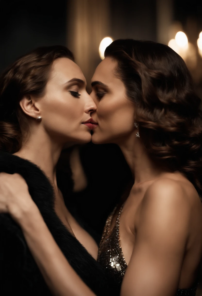 naked Scarlett Johansson and Gal Gadot kissing. nsfw. erotic