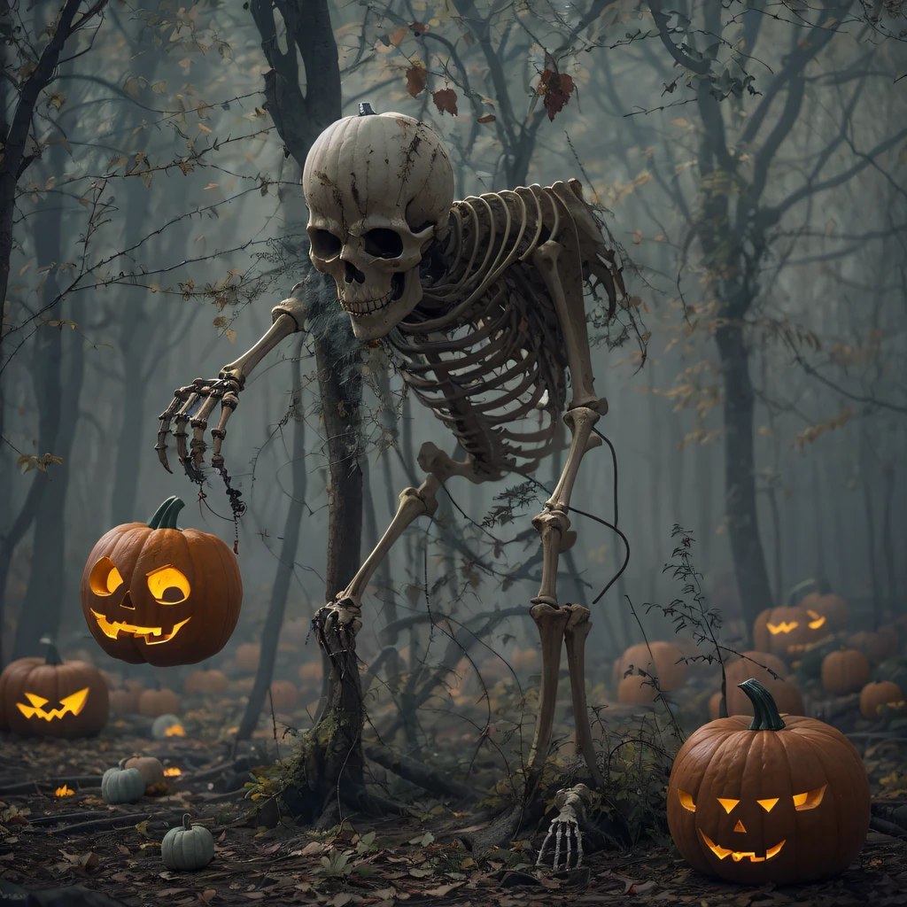 Skeleton pumpkin material model（best qualtiy，8K pumpkin skeleton,Masterpiece）When the Skeleton Pumpkin appears，Only heard, unseen，The pumpkin skeleton explodes，That whistle echoed for a long time，It's like a prelude to impending death，The image of pumpkins and pumpkins is deeply ingrained in advance，Skeleton pumpkin crushed，Become everyone's nightmare pumpkin， Wait until the pumpkin appears，Wear pumpkin skull skin，Add a pumpkin stick covered with a wire skeleton，Full of oppression，The pumpkin people also carefully disguise their kindness，Skeleton pumpkin people will be a weakness for survival because of their kindness，Hiding goodness is the way to survive in troubled times，Pumpkin zombies are not scary，Human pumpkins are terrible，The pumpkin skeleton succeeded，Both are to protect the pumpkin itself，It is also to protect yerba mate pumpkin，Pumpkin good and pumpkin evil，Two sides of the seemingly opposite，But in Negan, There are two pumpkins on the same body， Face the enemy，Pumpkin skeletons are cruel，Pumpkin people are not soft，Skeleton pumpkin faces someone who wants to protect，Southern Skull Melon is also gentle and loving。（Soldier pumpkin head）Tattooed with，Smoke billowed out，thin fog，Skeleton pumpkin