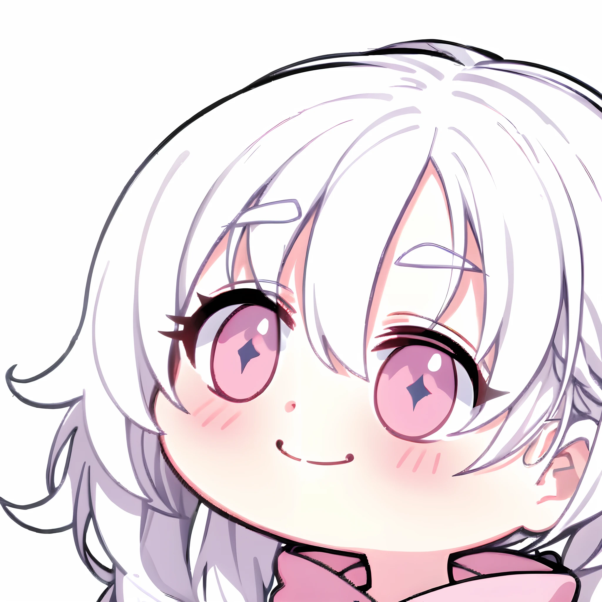 Anime girl with white hair and pink hoodie, Cute anime face, kawaii realistic portrait, anime moe art style, nyaruko-san, extremely cute anime girl face, cute natural anime face, anime style portrait, In an anime style, [[[[grinning evily]]]], Chibi Girl, portrait of cute anime girlbabes, cute kawaii girl, Chibi