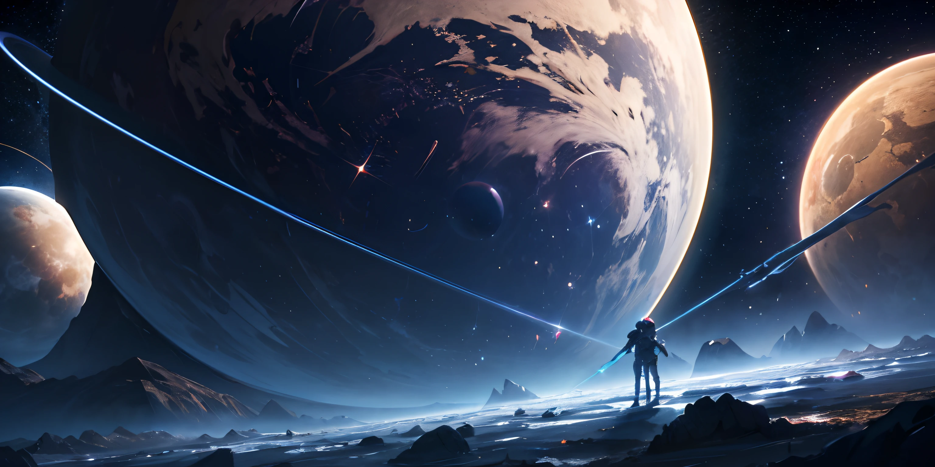 A rich cosmic world,A lot of planets,Starcloud,Banner background image,imagination,navegador,multivariant,heavenly body,Blue,mirai,Sci-fi sense,Cool,Simple,A deep,darkly,k hd,8k,high qulity,high detal
