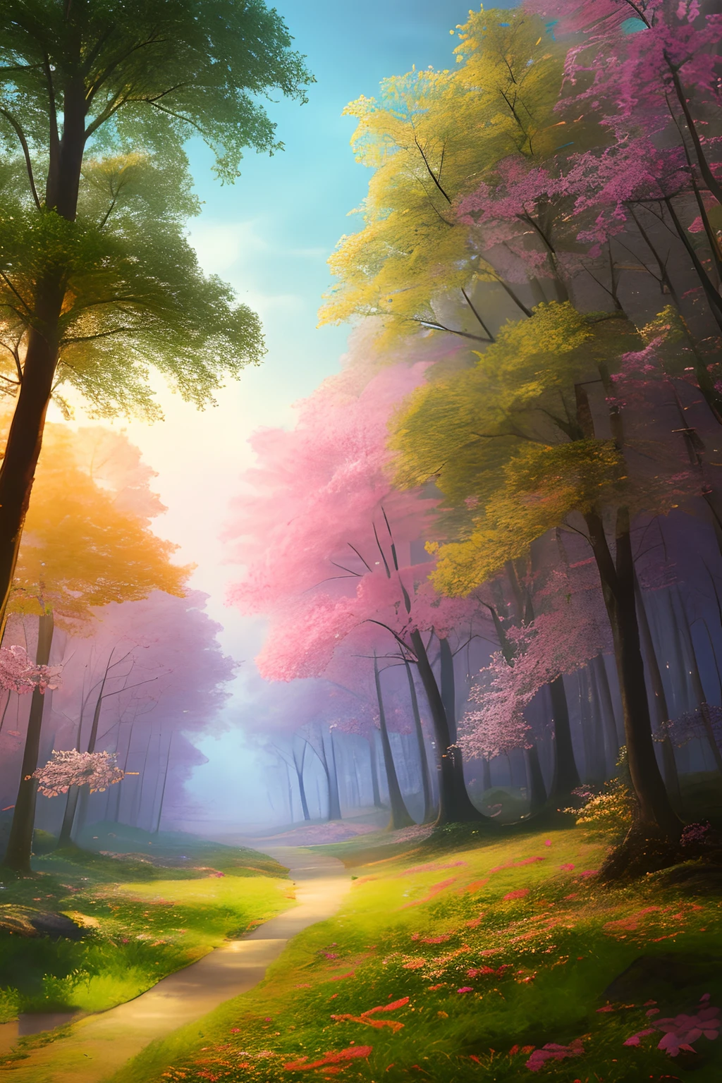masterpiece, best quality, high quality,extremely detailed CG unity 8k wallpaper, An enchanting and dreamy scene of a fantasy forest, with towering trees, glowing mushrooms, and hidden fairy glens, creating a sense of mystique and enchantment, artstation, digital illustration, intricate, trending, pastel colors, oil paiting, award winning photography, Bokeh, Depth of Field, HDR, bloom, Chromatic Aberration ,Photorealistic,extremely detailed, trending on artstation, trending on CGsociety, Intricate, High Detail, dramatic, art by midjourney