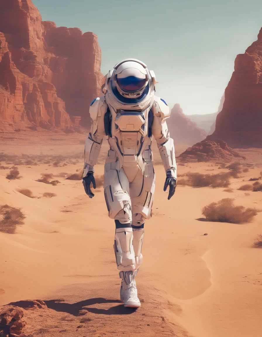 ((Best Quality)), ((masutepiece)), ((Realistic)), ((Best Quality)), ((masutepiece)), ((Realistic)), Boy Walking in the Desert, Looks tired, Wear loose clothing Long-sleeved shirt and trousers, Headgear, Sunglasses, Very beautiful, Natural and casual style at eye level, Scenic, masutepiece, (hight resolution), Original, extremely detailed 8K , (Photorealistic:1.4),face perfect, Perfect eyes,symmetrica body shape,Smile,