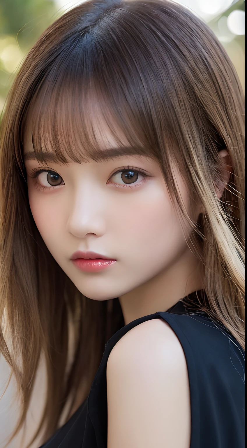 Big Breasts　Real Face　Results　Long eyelashes　long hair　Fair skin　Bangs　Big eyes　The nose is beautiful　Small face　Hair color is beige Korean beauty　thin