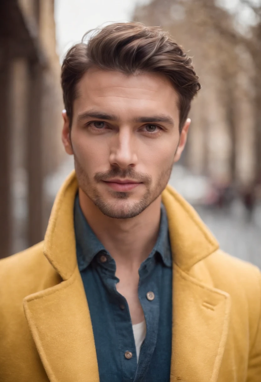 Handsome man with yellow coat