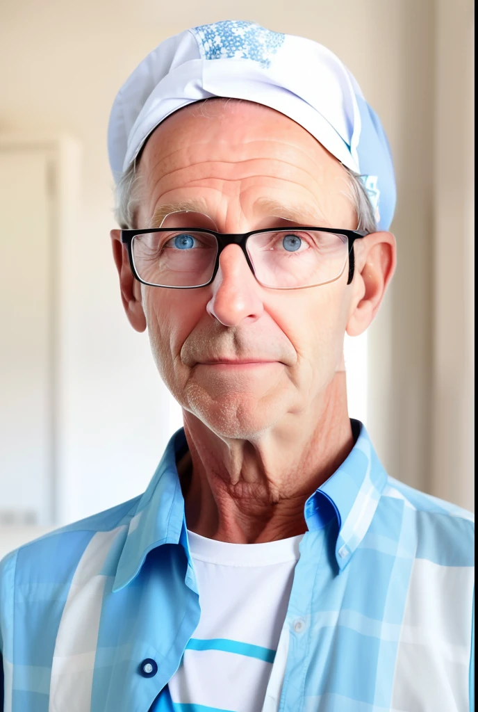 arafed man with glasses and a hat standing in a kitchen, photo of a 50-year-old white man, taken in the early 2020s, photo of a man, he is about 7 0 years old, he is about 60 years old, he is about 6 0 years old, a photo of a man, man with glasses