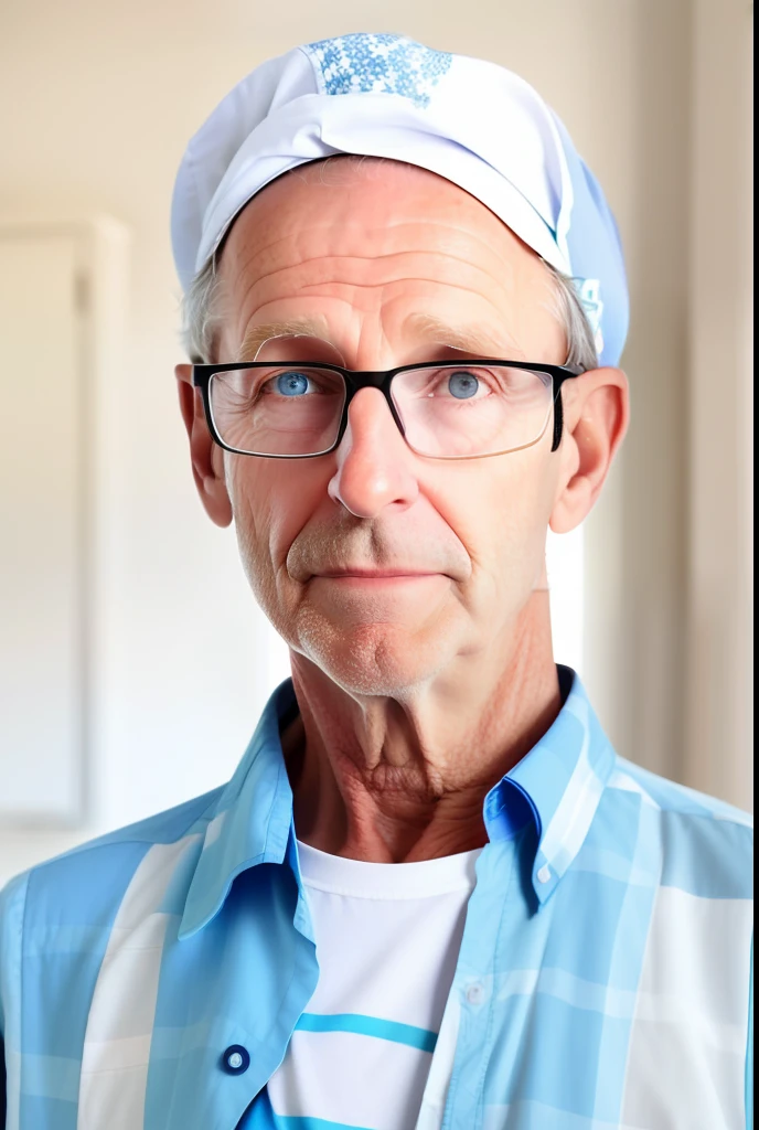 arafed man with glasses and a hat standing in a kitchen, photo of a 50-year-old white man, taken in the early 2020s, photo of a man, he is about 7 0 years old, he is about 60 years old, he is about 6 0 years old, a photo of a man, man with glasses