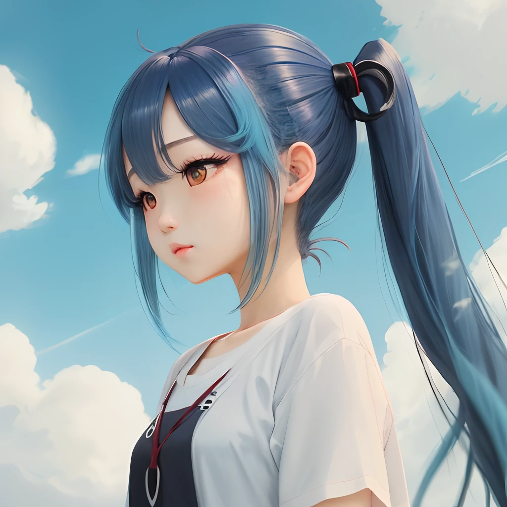 Anime style、hair is twin tail、The color is light blue