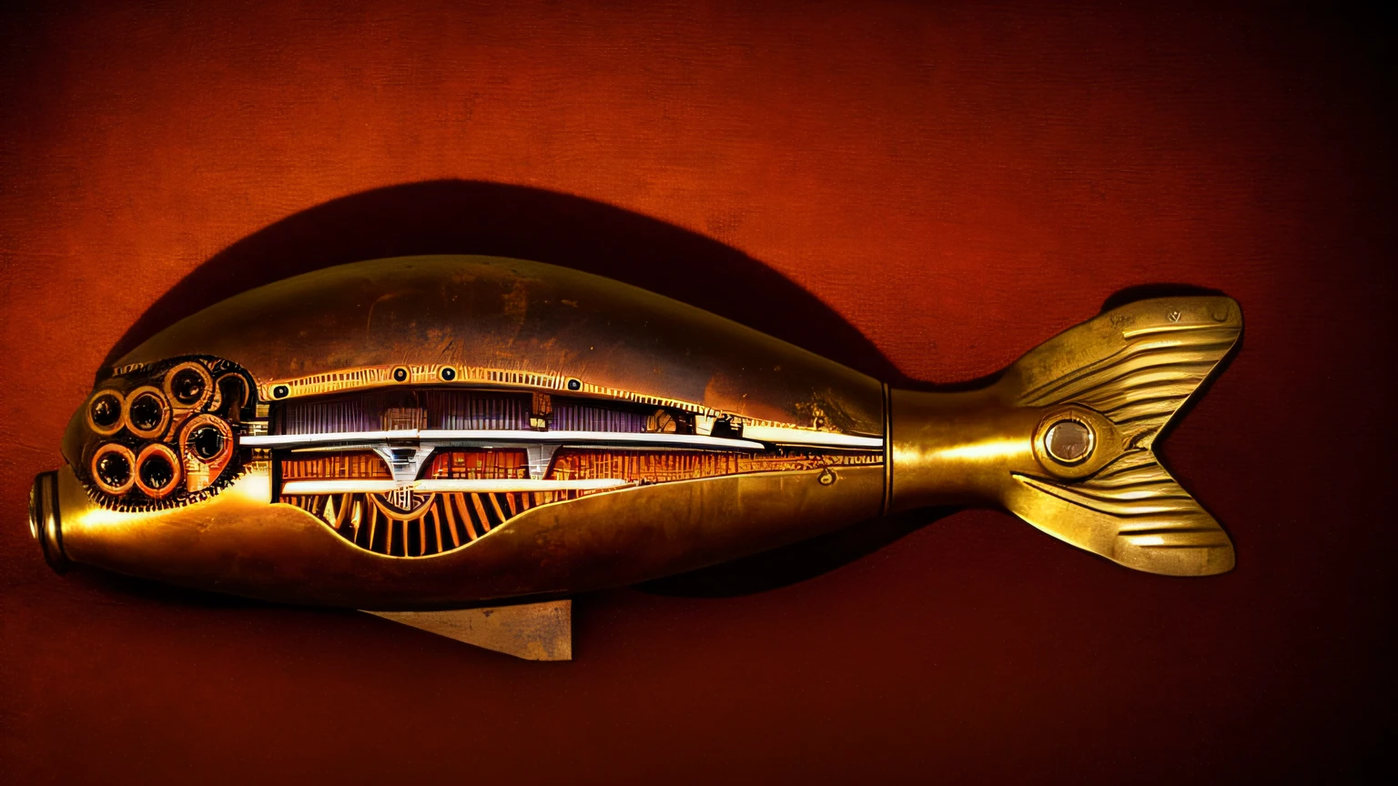un pez mecanico estilo steampunk