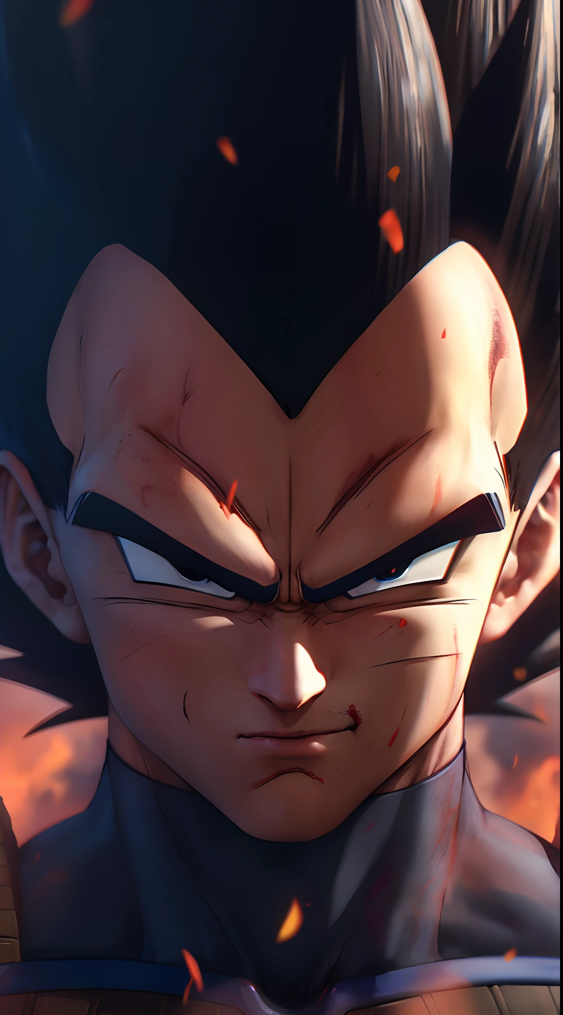 Hyperrealistic version of Vegeta, hyperdetailed, hyperrealistic
