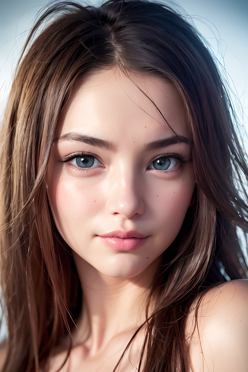 (realistic, photo-realistic:1.37),(8k, RAW photo, best quality, masterpiece:1.2), cute, ultra-detailed,heart-shaped pupils,physically-based rendering, ultra high res, kodakvision color, shot on Arricam LT Camera, bokeh, sharp focus,
looking at viewer,photorealistic,realistic, solo, photorealistic, best quality,extremely detailed face,extremely detailed eyes and face, beautiful detailed eyes,absurdres, incredibly absurdres,haunting smile,Messy hair, floating hair, ,