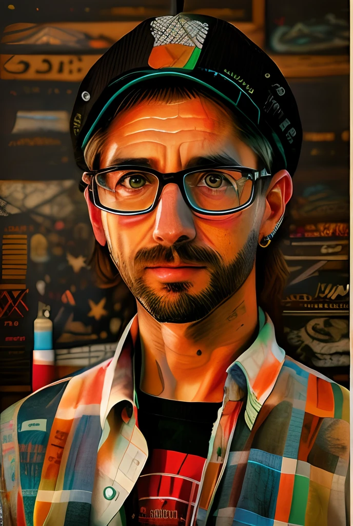 there is a man wearing a hat and glasses and a shirt, realistic portrait photo, high quality portrait, photorealistic portrait, photo realistic portrait, photo-realistic face, nerdy man character portrait, inspired by Dietmar Damerau, detailed portrait, photorealistic digital painting, man with glasses, hyperrealistic portrait, realistic portrait, portrait shot, closeup portrait shot