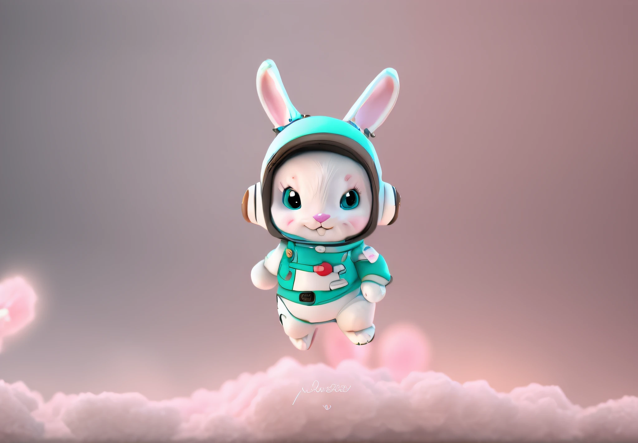 A caricature of a pink rabbit in a blue spacesuit holding a camera, Rabbit robot sitting on the moon, original chibi bunny girl, cute anthropomorphic bunny, tchibi, wearing a bunny suit, Cute detailed digital art, bunnysuit, lola bunny fanart, Astronaut, wearing spacesuit, Rabbit, Bunny Girl, cute astronaut sticker art, anthropomorphic rabbit, edgBunny_Character chest space background