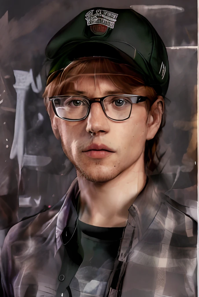 there is a man wearing a hat and glasses and a shirt, realistic portrait photo, high quality portrait, photorealistic portrait, photo realistic portrait, photo-realistic face, nerdy man character portrait, inspired by Dietmar Damerau, detailed portrait, photorealistic digital painting, man with glasses, hyperrealistic portrait, realistic portrait, portrait shot, closeup portrait shot