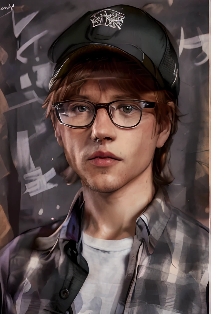 there is a man wearing a hat and glasses and a shirt, realistic portrait photo, high quality portrait, photorealistic portrait, photo realistic portrait, photo-realistic face, nerdy man character portrait, inspired by Dietmar Damerau, detailed portrait, photorealistic digital painting, man with glasses, hyperrealistic portrait, realistic portrait, portrait shot, closeup portrait shot