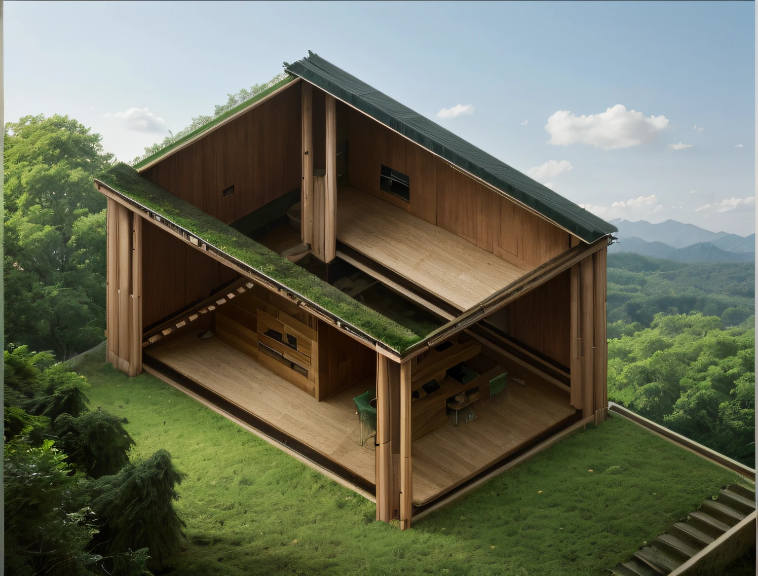 house with forest