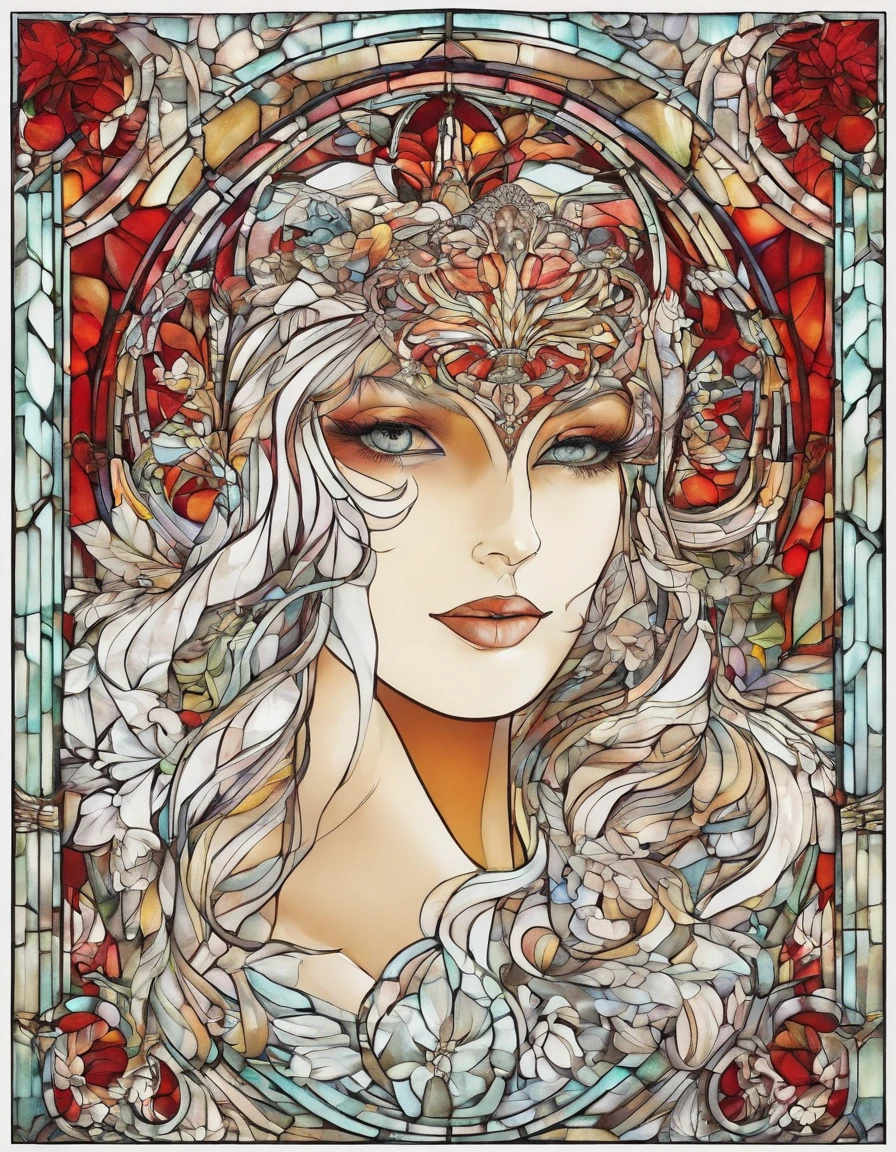 Woman in a white half mask, grandes asas de anjo, vestido vermelho longo, innocence