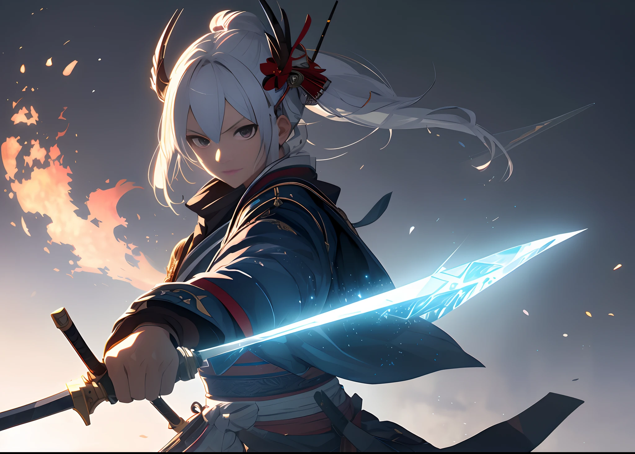 Weapon design table，concept-art，The personification of the dagger，Masked Assassin，femele，(Samurai)(masutepiece，of the highest quality，Best Quality，offcial art，Beautiful and aesthetic:1.2)，(8K，Best Quality，masutepiece:1.2)，Ice Element，icey，Bow,black backgrounds，cinmatic lighting，（extremely detailed CG unified 8k wallpaper），Ray traching,(head shot)