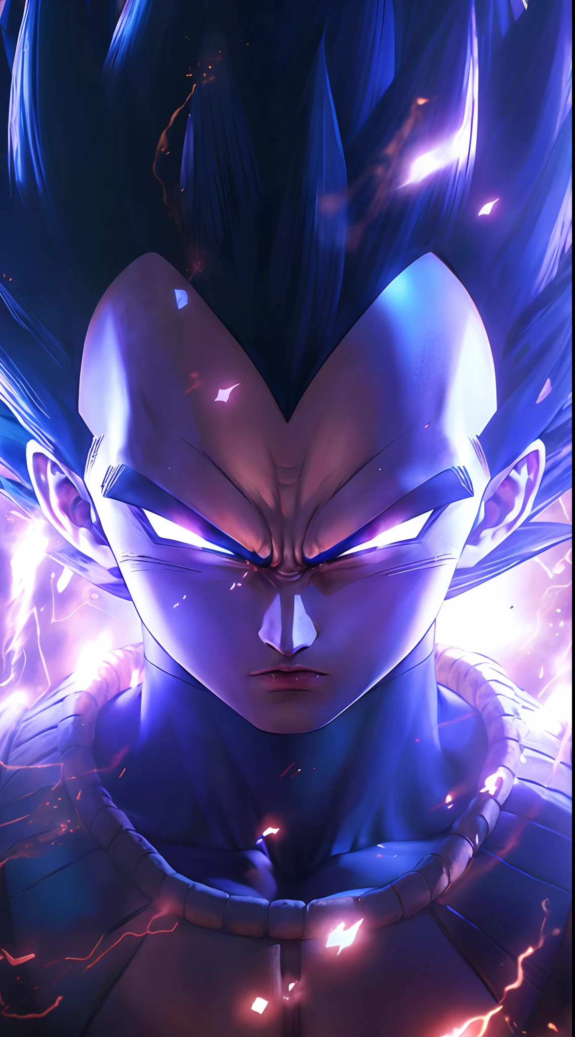 Hyperrealistic version of Vegeta, serious face, hyperdetailed, hyperrealistic