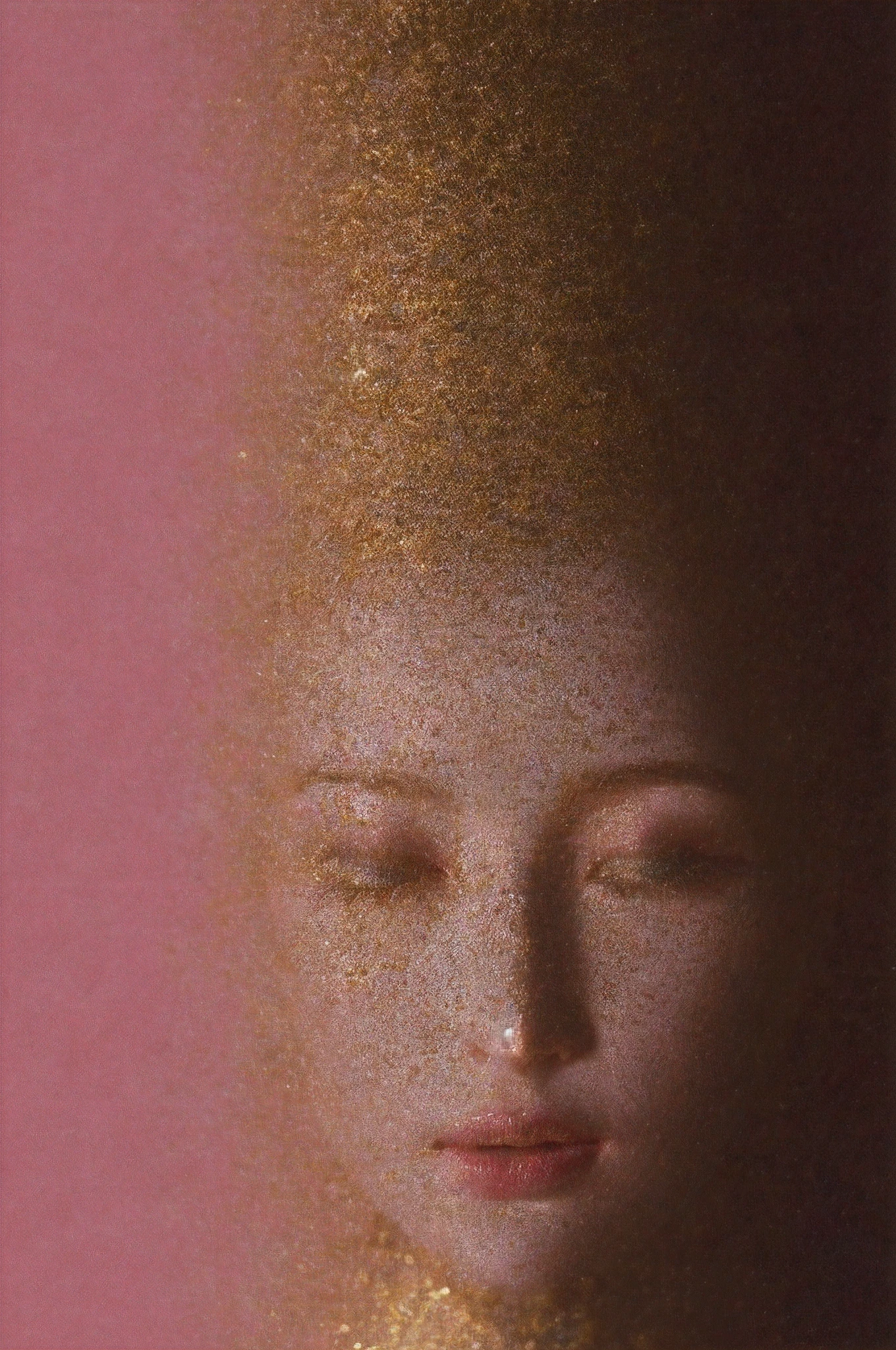 beautiful age 35 woman,tnk top,pastel hair,light freckles sexy,beautiful,selfie,young,gold chain,dslr,8k,4k,ultrarealistic,realistic,natural skin,texture,blonde pink,BREAK film grain,medium quality,Photograph capturing the essence of elegance and mystery in a professional and marketing photoshoot. Embrace the transformative power of shadows,as chiaroscuro techniques shape the contours of the model's face with otherworldly grace. Delve into the interplay of light and darkness,evoking a sense of timeless beauty through subtle post-production interventions and the echo of film grain. Let darkness become an intimate collaborator,revealing the inner mysticism of the subject and crafting a portrait that transcends conventional lighting.Raw photo,Best quality,masterpiece,ultra high res,(photorealistic:1.4),