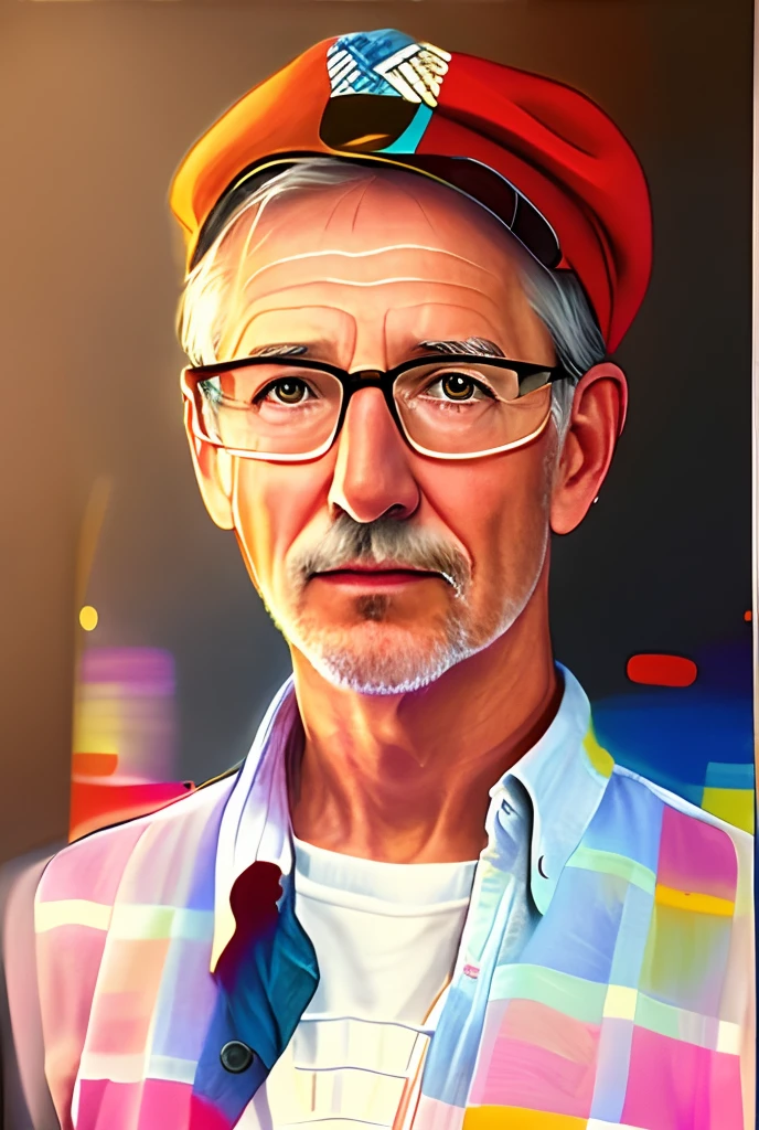 there is a old man wearing a hat and glasses and a shirt, realistic portrait photo, high quality portrait, photorealistic portrait, photo realistic portrait, photo-realistic face, nerdy man character portrait, inspired by Dietmar Damerau, detailed portrait, photorealistic digital painting, man with glasses, hyperrealistic portrait, realistic portrait, portrait shot, closeup portrait shot, in the style of Peter Max