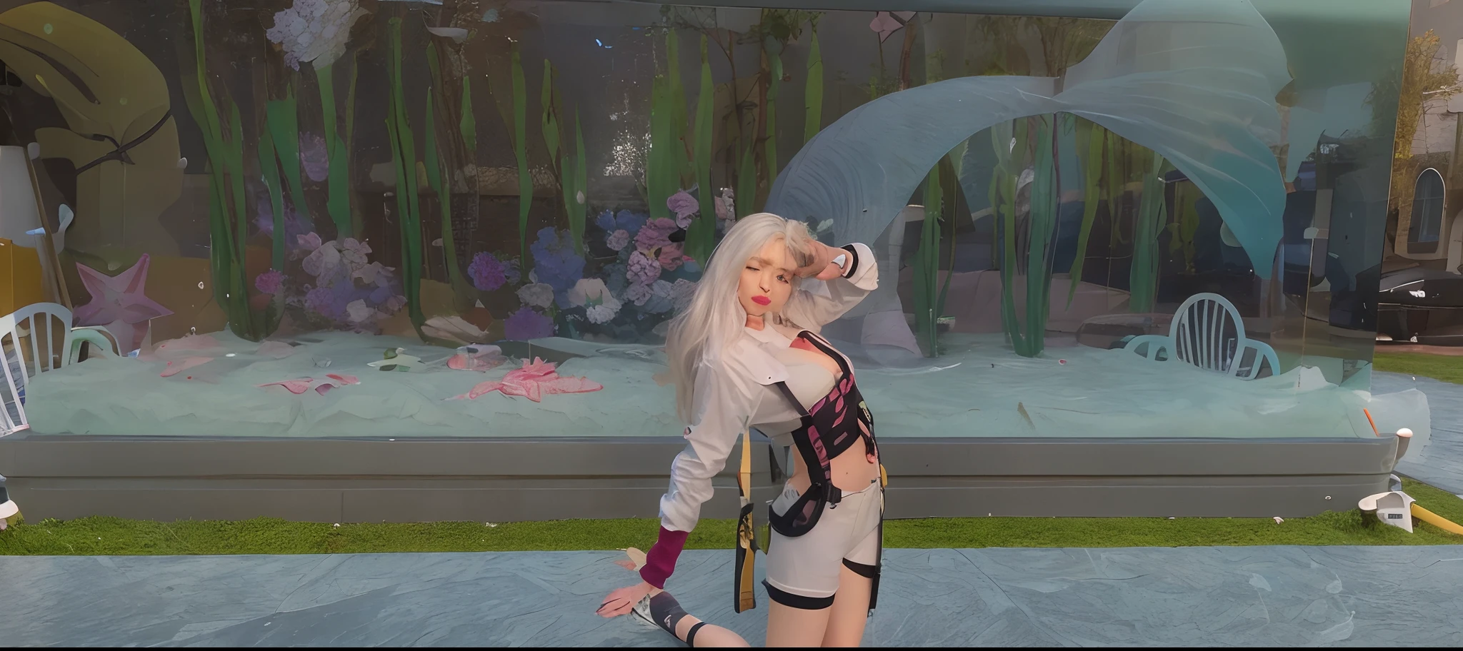 ((Best Quality, 8K, Masterpiece: 1.3)), Sharp: 1.2, Perfect Body Beauty: 1.4, Slim Abs: 1.2, ((Layered Hairstyle, Big Breasts: 1.2)), (Wet White Button Long Shirt: 1.1), (Rain, Street: 1.2), Wet: 1.5, Highly detailed face and skin texture, detailed eyes, double eyelids, side face looking at the camera