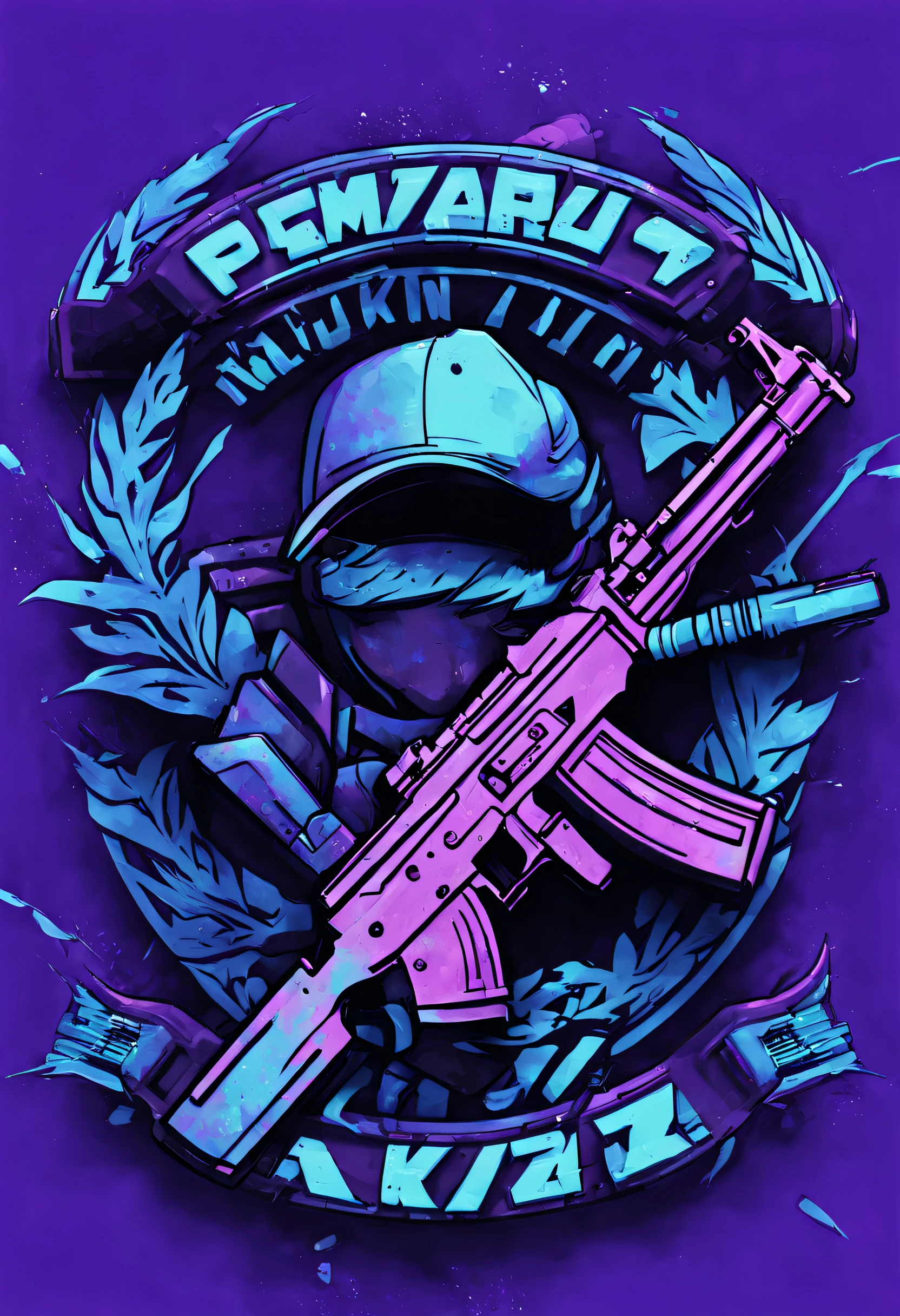 Make a logo AK47CLUB text(cyber punk perssonage)(Blue-violet powder),(PremiumQuality)、(optimum)