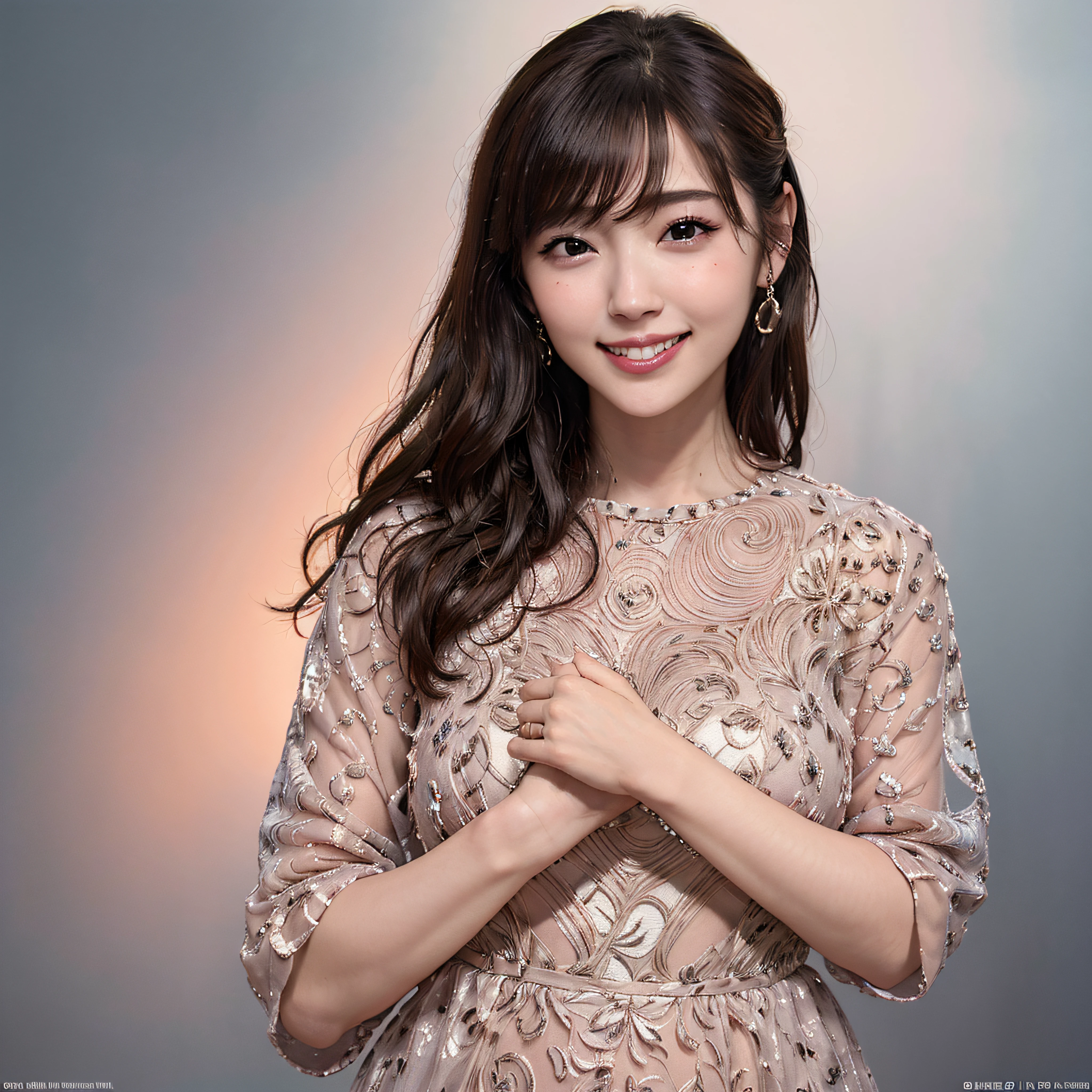 top-quality、full bodyesbian、​masterpiece、dark eyebrows、超A high resolution、Photorealsitic、A highly detailed、Professional lighting smile、aquiline nose、Super long hair、huge tit