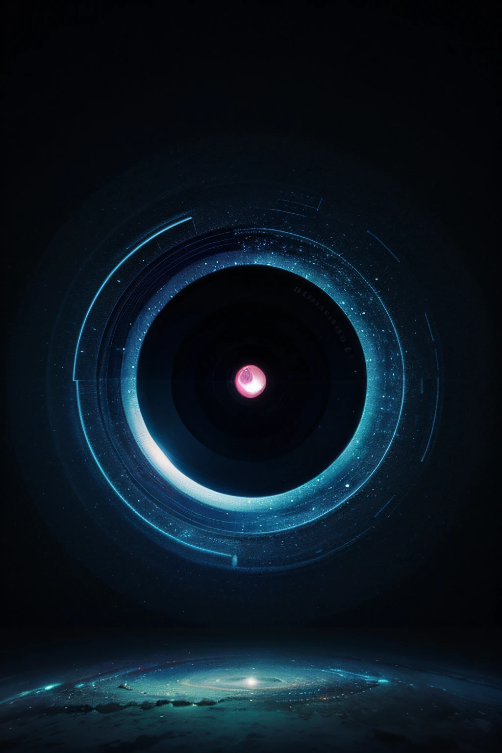 square logo of a vector graphics camera lens landscape circular, abstract, colorful, fantasy, galaxy coming out of camera
