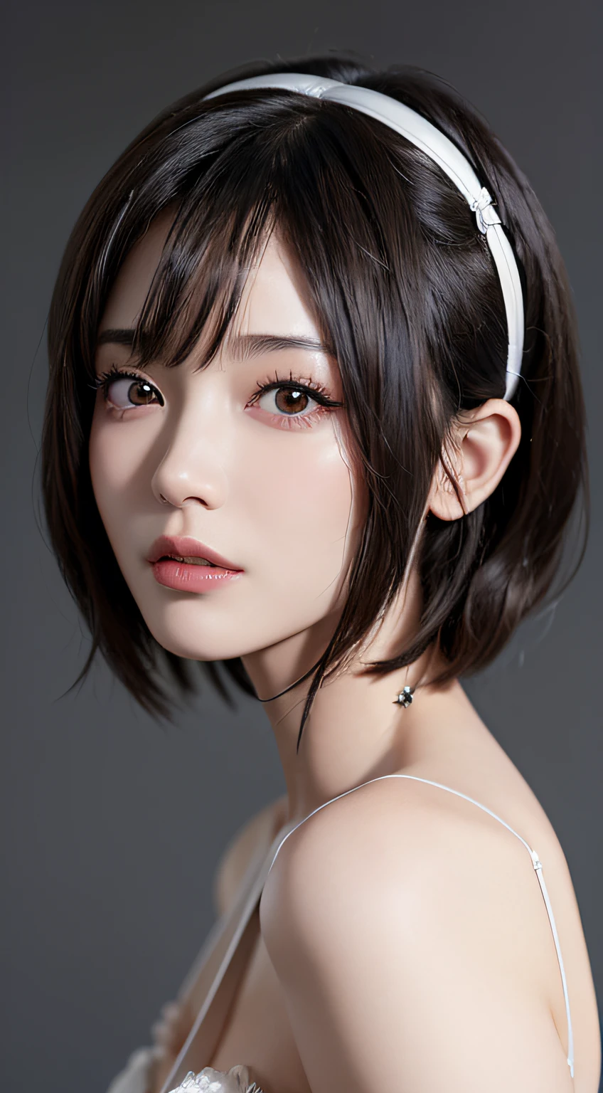 (masuter piece:1.3)、(8k、Photorealsitic、RAW Photography、top-quality: 1.4)、(1girl)、beautiful countenance、(lifelike face)、(A dark-haired、short-hair:1.3)、Beautiful hairstyle、realisticeyes、Beautiful details、(real looking skin)、Beautiful skins、(maid clothes:1.6)、absurderes、enticing、超A high resolution、A hyper-realistic、high-detail、the golden ratio