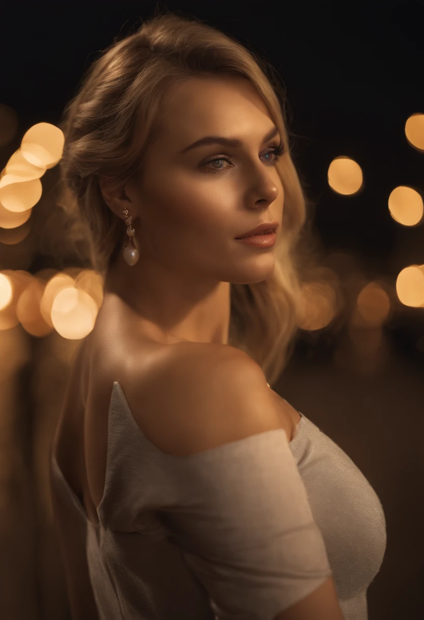 8k, masterpiece, RAW photo, en iyi kalite, fotorealistik, highly detailed CG unity 8k wallpaper, depth of field, Cinematic light, lens flaresi, ray tracing, (an extremely beautiful face, beautiful lips, Beautiful eyes), Face with intricate detail, (ultra-detailed skin), 1 girl, Dark, in deep shadows, beautiful ukranian girl, Ukranian model, 1 erkek, (a very fit and muscular body:1.3), (looking at the audience), (A GREAT TENACIOUS LOOK:1.3), (kolsuz), (Fashion City by Night, dark night, neon tabelalar, Blurred background), moda sokak gece, (arkada insan olmadan:1.3), beautiful earrings, bilezikler, kolye, pantyhose, clear eyes, Walking, (solgun ten), (big eyes), face forward, (upper body shot), (ipek renkli bir elbise:1.3), (blonde hair), (dar ve dantelli bir elbise), (saydam), (looking at the audience:1.3) open chest, very thin, medium-sized breasts, Don't turn your back, (Rear shot), saydam, Buttocks of medium size,.