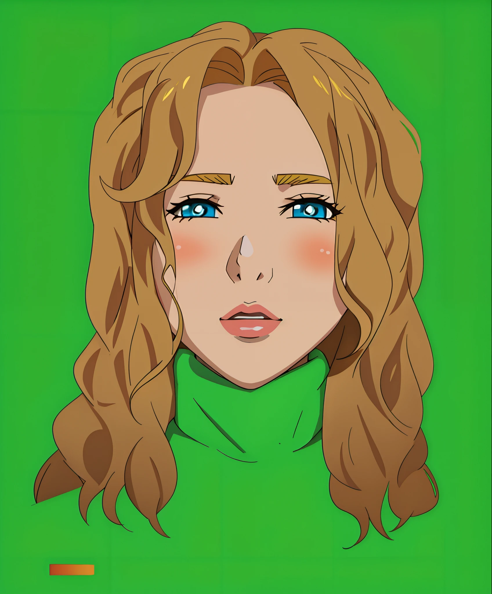 Turn this girl to cartoon, blond wavy hair