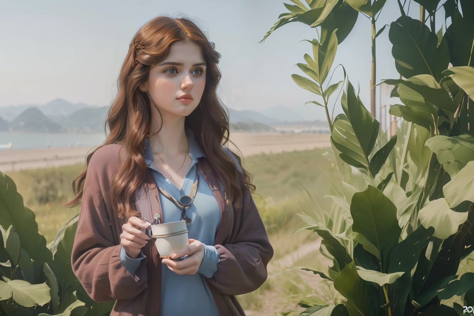 Pre-Raphaelite scene with Alexandra Daddario, ((((self-improvement, good habits, success, happiness)))), ((((casual Clothing from the 2020s)))) ((Hairstyle of the 2020s)), ((("OMITB" cinematography)))