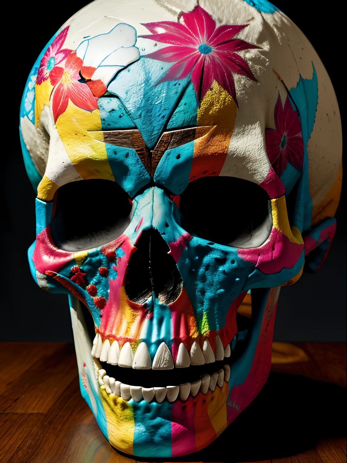 (1 Realistic skull image:1.8),The is very detailed,(s fractal art:1.5),Extremely colorful,Most detailed,(zentangle:1.2),(abstract backgrounds:1.5),(many color:1.4),tmasterpiece,best qualtiy,high qulity,A high resolution,16k,primitive,超A high resolution,Hyper-detailing,finely detailled,