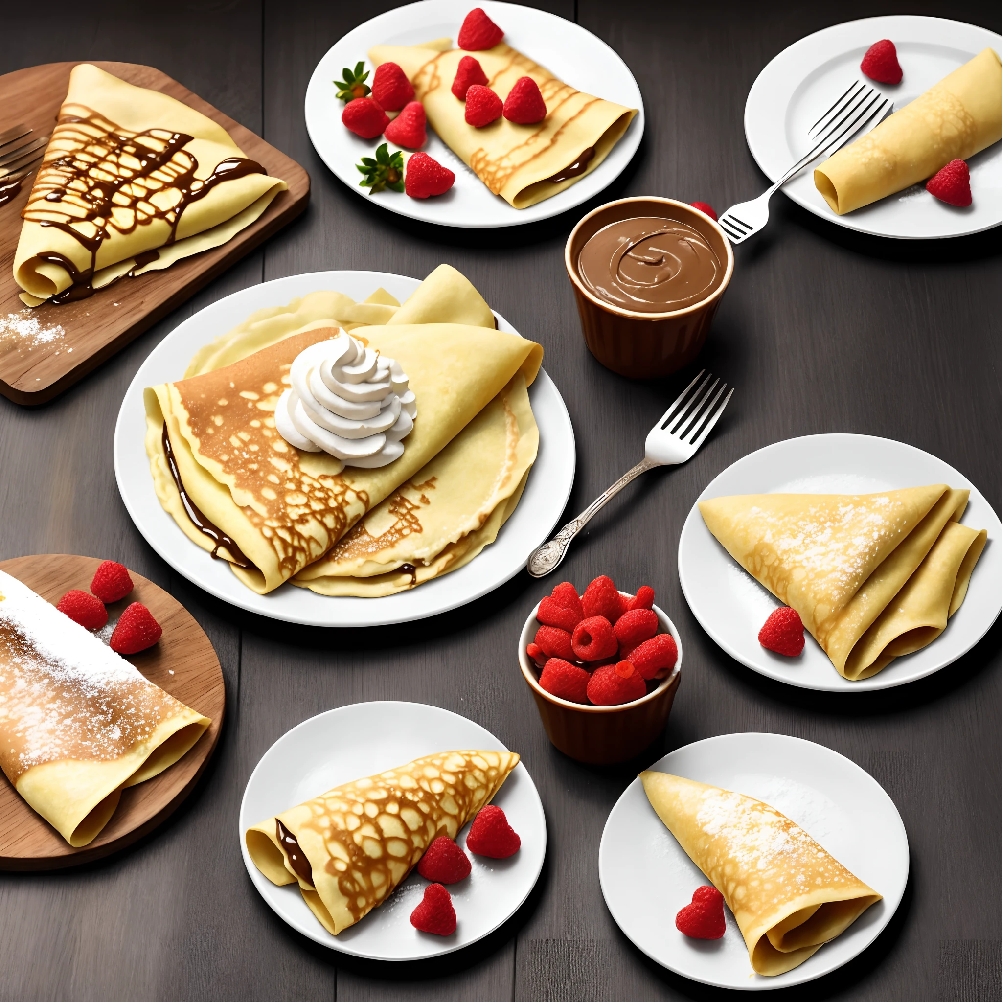 Crepes, lecker, nutella mit erdbeeren