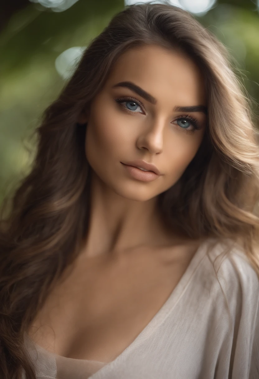 mulher arafed totalmente , menina sexy com olhos azuis, ultra realistic, meticulosamente detalhado, Retrato Sophie Mudd, cabelos loiros e olhos grandes, selfie de uma jovem mulher, Olhos do quarto, Violeta Myers, sem maquiagem, maquiagem natural, Looking directly at the camera, Rosto com ArtGram, maquiagem sutil, impressionante tiro de corpo inteiro ajoelhado na cama, no quarto, busto de tamanho grande