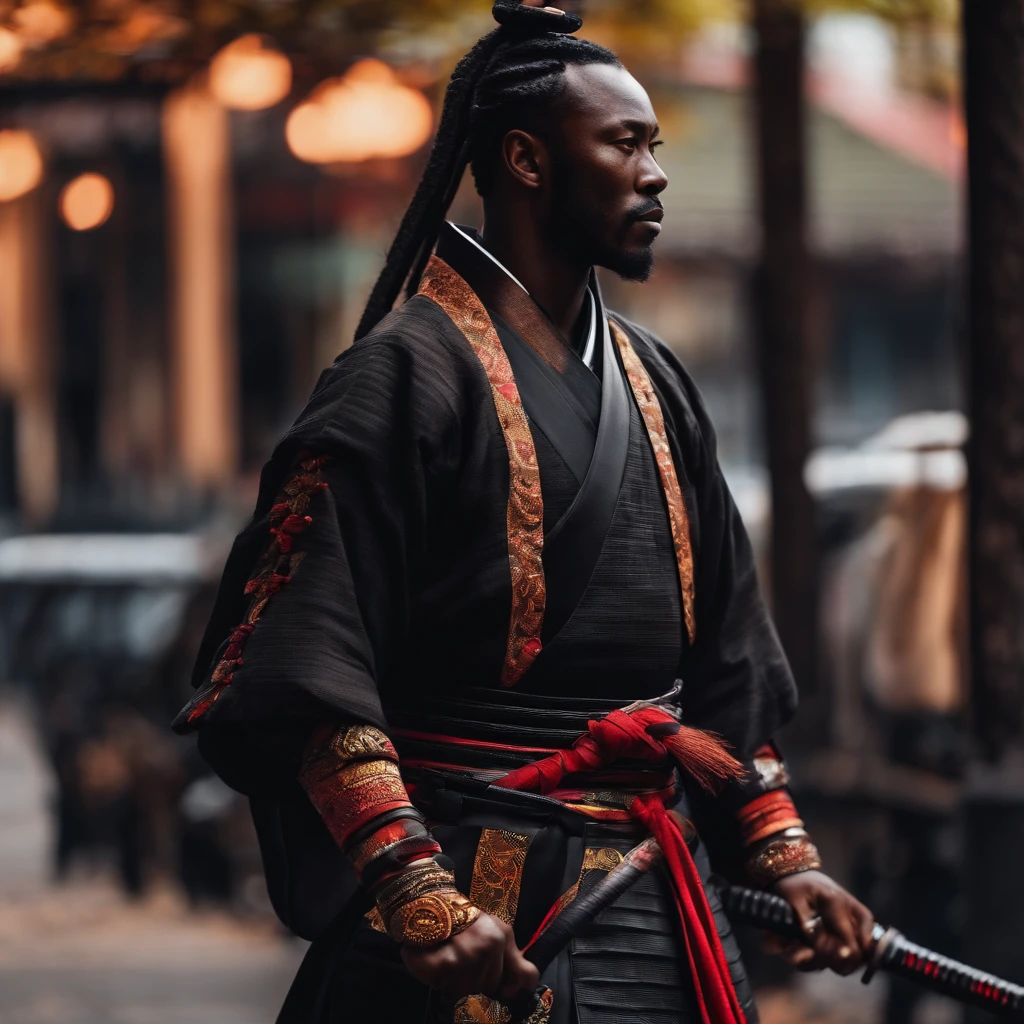 Black Samurai in Street Attire