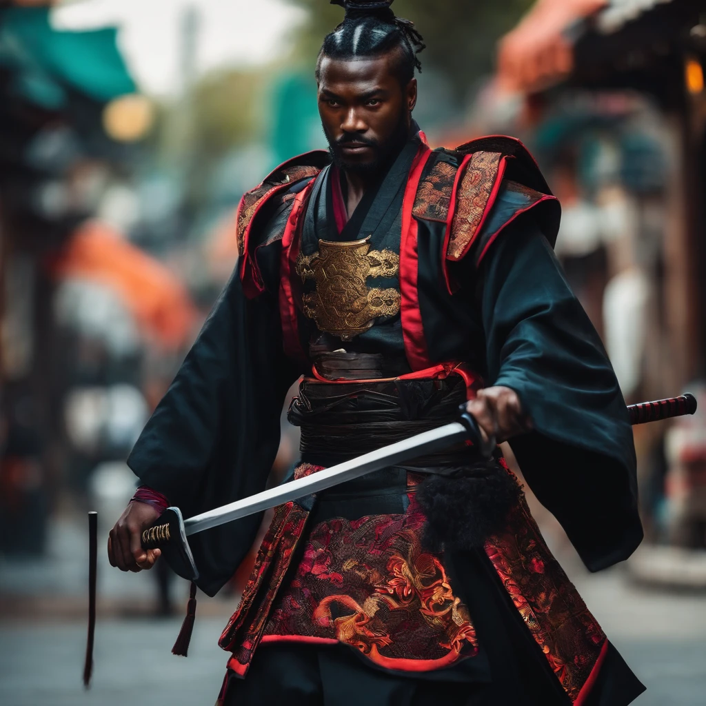 Black Samurai in Street Attire