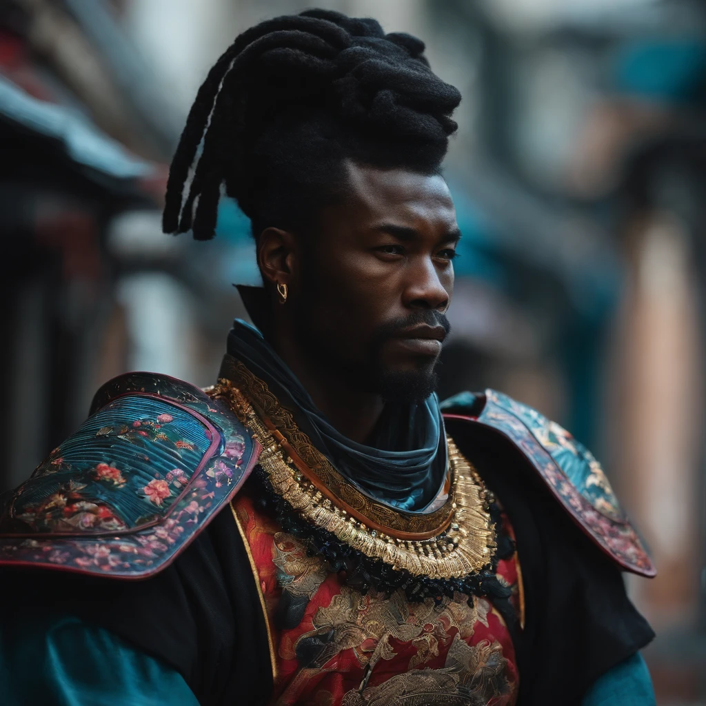 Black Samurai in Street Attire