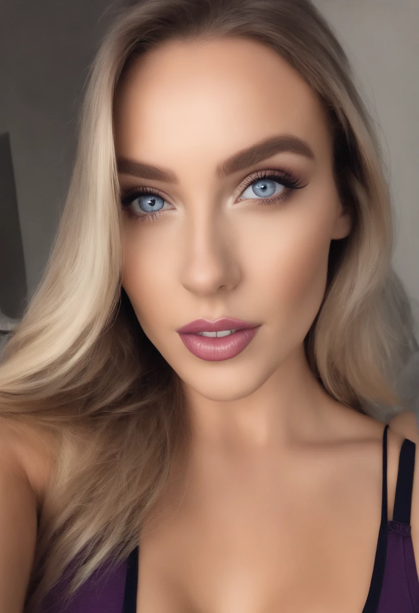 Woman with matching tank top and panties, Sexy girl with blue eyes, portrait sophie mudd, portrait corinna kopf, blonde hair and large eyes, Selfie einer jungen Frau, Augen im club Violet Myers, ohne Make-up, Natural makeup, Blick direkt in die Kamera, Gesicht mit Artgram, dezentes Make-up, Stunning full body shot, im Schlafzimmer, Spaltung
