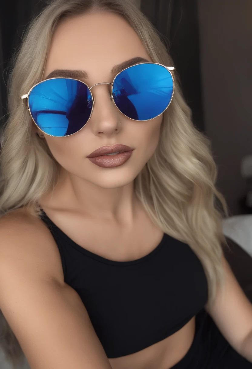 Woman with matching tank top and panties, Sexy girl with blue eyes, portrait sophie mudd, portrait corinna kopf, blonde hair and large eyes, Selfie einer jungen Frau, Augen im club Violet Myers, ohne Make-up, Natural makeup, Blick direkt in die Kamera, Gesicht mit Artgram, dezentes Make-up, Stunning full body shot, im Schlafzimmer, Spaltung