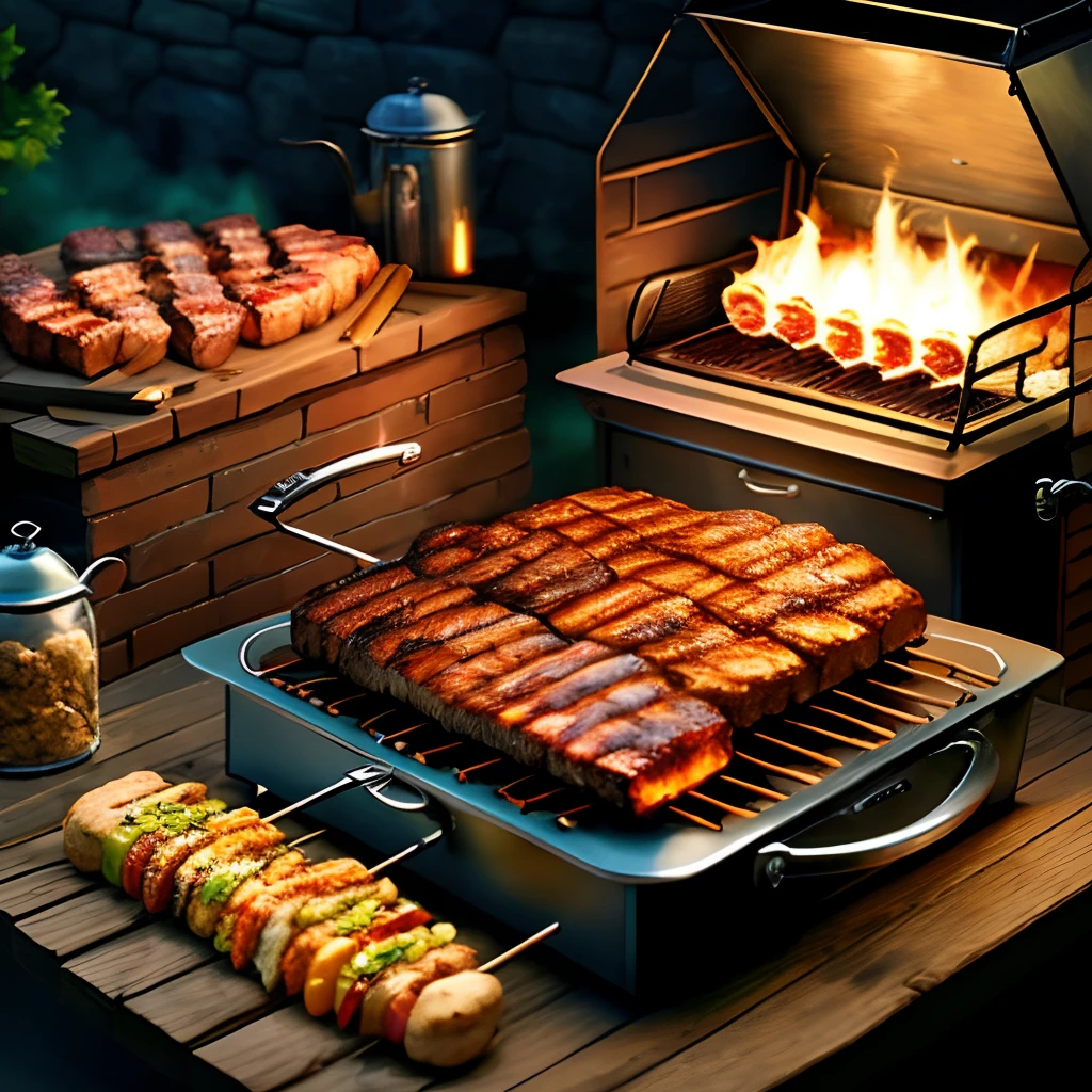 Edicule with rock-style barbecue