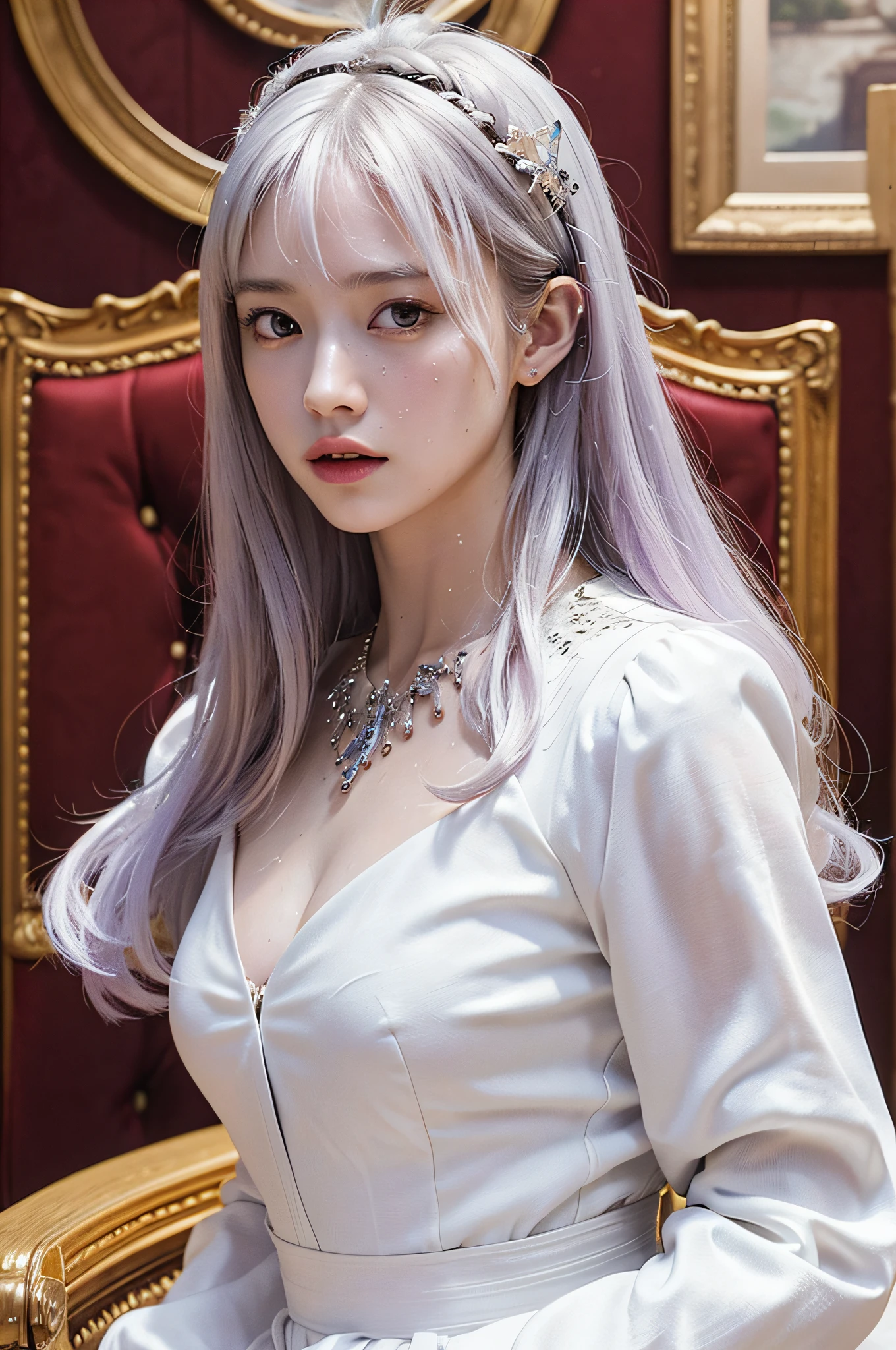 (masterpiece, top quality, best quality, official art, beautiful and aesthetic:1.2), (1girl:1.3), (fractal art:1.3),absurd, masterpiece, best quality, realistic, hyper-detailed, (shiny skin, sweaty:1.4), looking at viewer, slender, 1girl, solo, white sneakers, white miniskirt, straight long hair, princess cut, purple hair, red eyes, (thick thighs:0.5), dynamic lighting, high resolution, sharp focus, depth of field, small breasts,vampire, masterpiece, best quality, ultra-detailed, illustration, ultra-detailed face, best quality face, evil, 30 years old, adult, 1girl, 30 years old, no human, white hair, alchemy outfit, intricate detailed outfit, sexy pose, glowing red dress