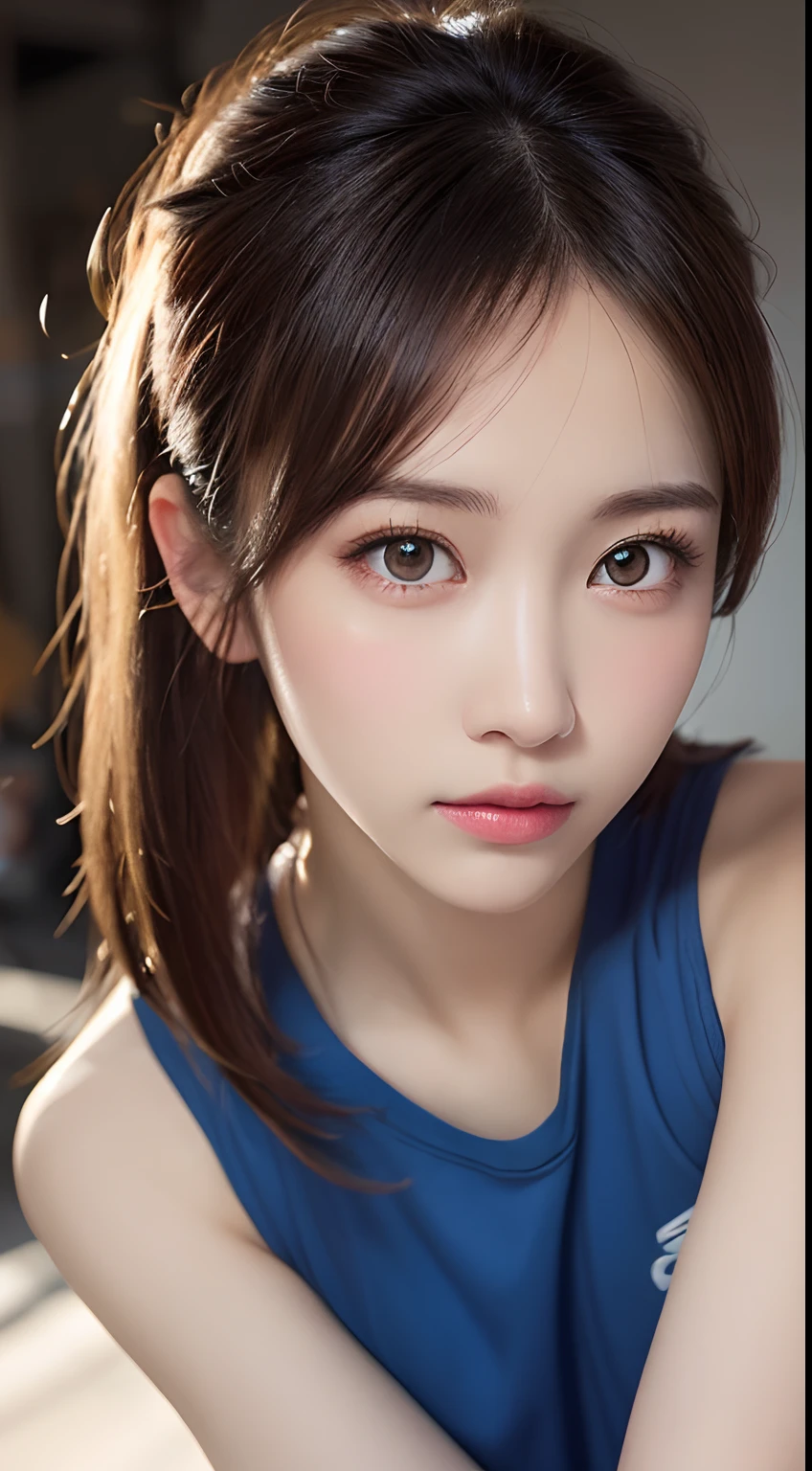masutepiece, Best Quality, Illustration, Ultra-detailed, finely detail, hight resolution, 8K Wallpaper, Perfect dynamic composition, Beautiful detailed eyes, Cute Fitness Wear, Natural Color Lip,20 years girl,Perfect and beautiful face,sports gym