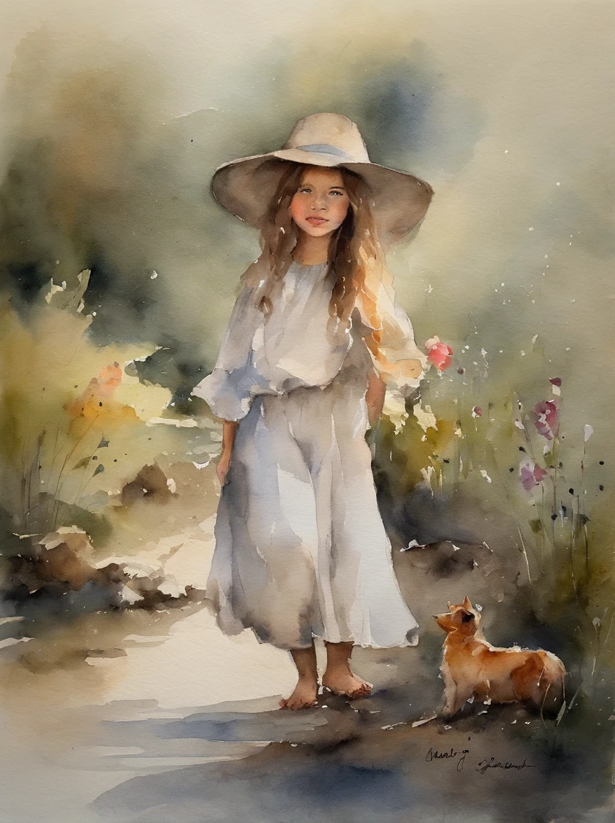 Pintura em aquarela de uma menina preta bonita : : trending on ArtStation: : Simple composition creates a sense of order and harmony. A pintura reflete as qualidades espirituais do mundo natural. --up luz --ar 9:16
