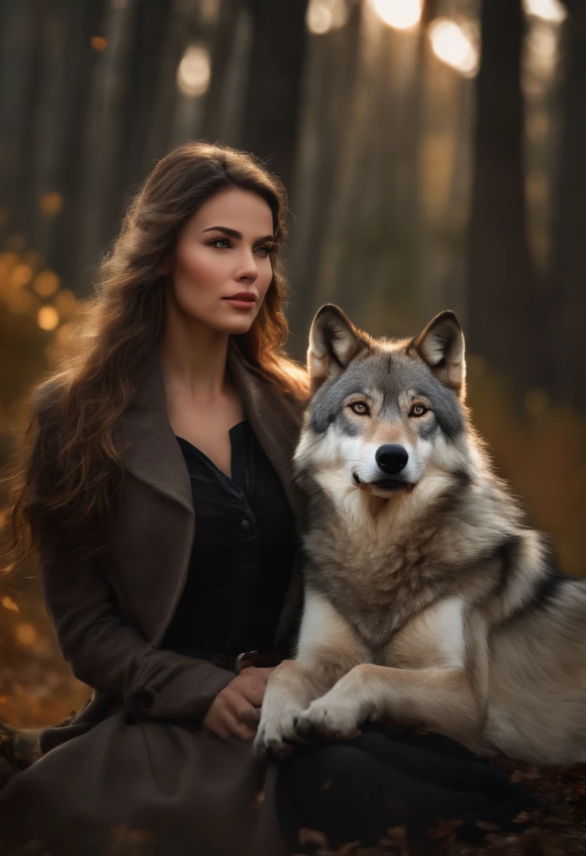A huge wild gray wolf guards a beautiful girl
(Masterpiece: 1.5) (Photorealistic: 1.1) (bokeh) (Best Quality) (detail skin texture, pores, hairsh: 1.1) (Intricate) (8K) (HDR) (wallpapers) (Cinematic lighting) (sharp-focus )