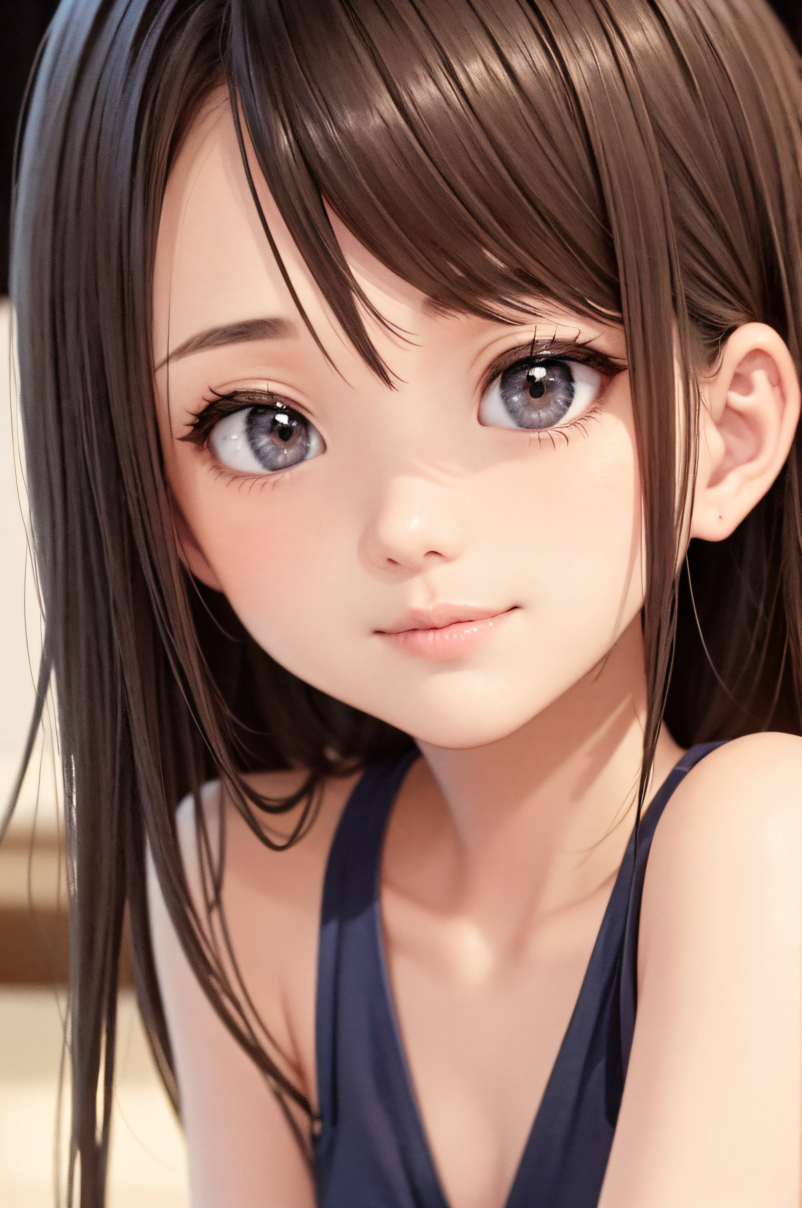 14years、a beauty girl、brown haired、beautidful eyes、real looking skin、small tits、(8K、​masterpiece)、(reallistic、Photorealsitic)、top-quality、ighly detailed、The ultra-detailliert、Beautie、cute little、japanes、Idol、ssmile、Close-up portrait、Healthy face