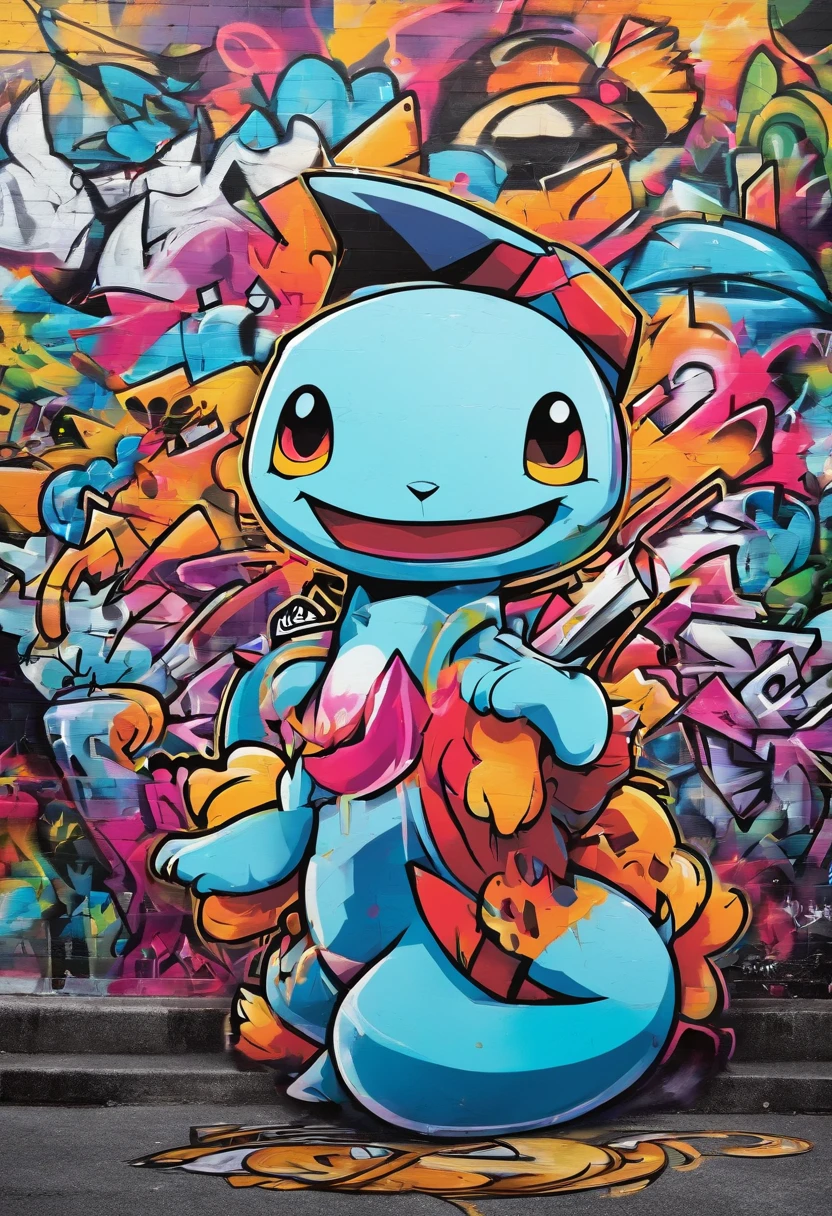 Prompt: Graffiti, Pokémon, The whole picture, hight resolution、highly contrast