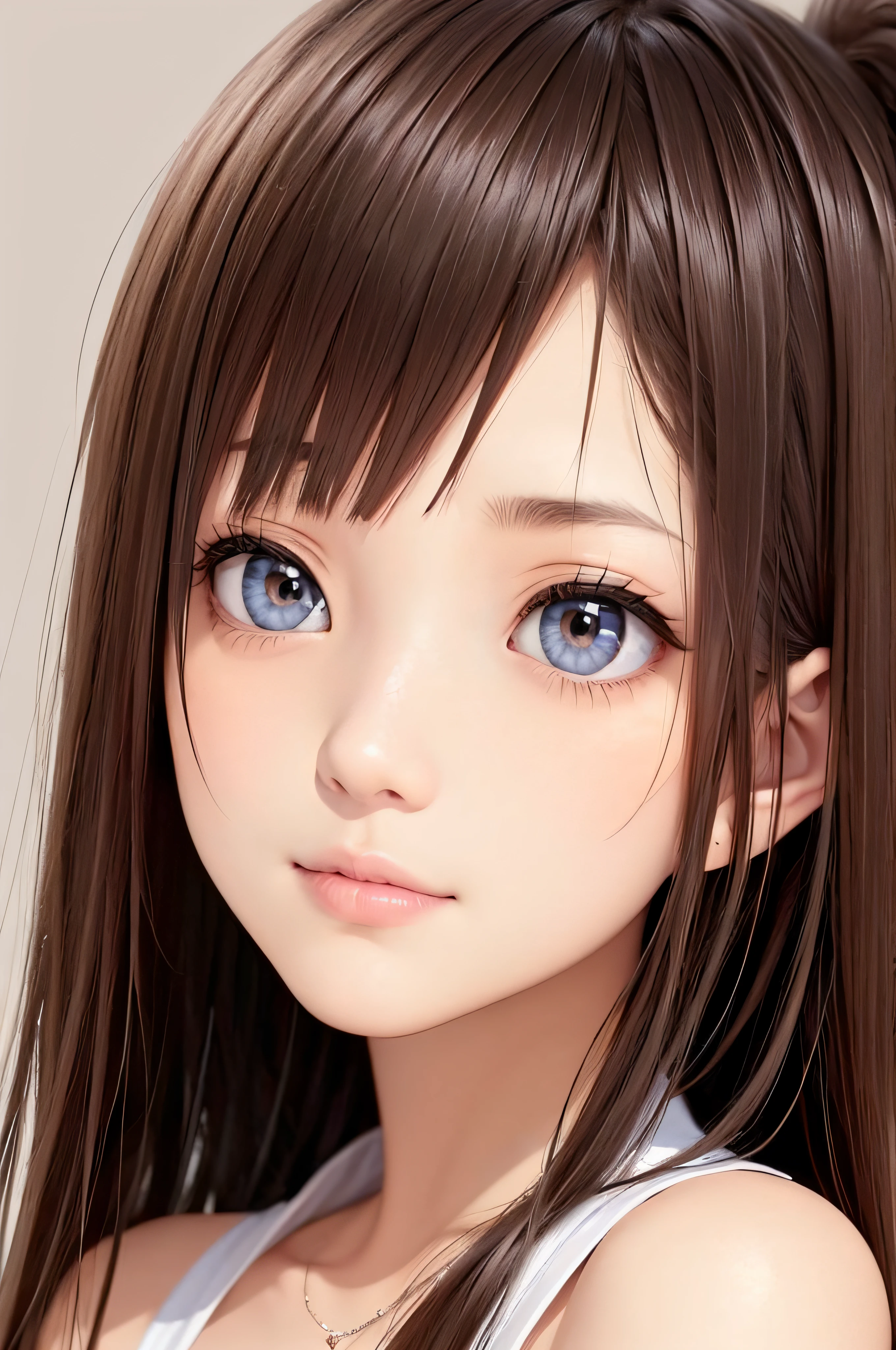 14years、a beauty girl、brown haired、beautidful eyes、real looking skin、small tits、(8K、masterpiece)、(reallistic、Photorealsitic)、top-quality、ighly detailed、The ultra-detailliert、Beautie、cute little、japanes、Idol、ssmile、Close-up portrait、Healthy face